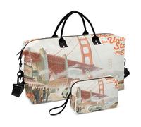 Grande borsone da viaggio con borsa da toilette per escursionismo, grande capacità, benvenuto nel Regno Unito