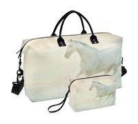 Grande borsone da viaggio, con cavallo bianco magico con acqua, borsa da viaggio per donne e uomini, borsa da viaggio con custodia trolley, essenziale da viaggio in aereo per volare, #02, Taglia