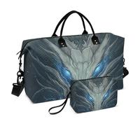 Grande borsone da viaggio, con drago astratto blu, borsa da viaggio per donne e uomini, borsa da viaggio con custodia trolley, essenziale per viaggiare in aereo, #03, Taglia unica, alla moda