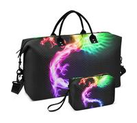 Grande borsone da viaggio, con drago di fuoco arcobaleno, borsa da viaggio per donne e uomini, borsa da viaggio con custodia trolley, essenziale per viaggiare in aereo, #03, Taglia unica, alla moda
