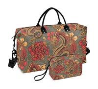 Grande borsone da viaggio, con drago e fiore, borsa da viaggio per donne e uomini, borsa da viaggio con custodia trolley, essenziale da viaggio in aereo per volare, #05, Taglia unica, alla moda