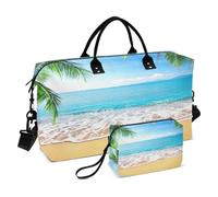 Grande borsone da viaggio, con motivo foglia di palma, borsa da viaggio per donne e uomini, borsa da viaggio con custodia trolley, essenziale per viaggi in aereo, #01, Taglia unica, alla moda