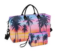 Grande borsone da viaggio, con palma al tramonto, borsa da viaggio estiva Rianbow, borsa da viaggio per donne e uomini, borsa da viaggio con custodia trolley, essenziale per viaggiare in aereo, #01,