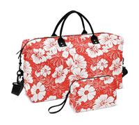 Grande borsone da viaggio con petali floreali bianchi da portare a spalla, per il fine settimana, sport, palestra, borsa da toeletta per escursionismo, grande capacità