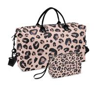 Grande borsone da viaggio, con stampa di leopardo delle nevi, colore acquerello, rosa, beige, borsa da viaggio per donne e uomini, borsa da viaggio con trolley, accessorio essenziale per viaggiare in