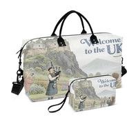 Grande borsone da viaggio con tracolla regolabile per lo sport, pieghevole, benvenuto nel Regno Unito