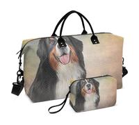 Grande borsone da viaggio, divertente borsa da viaggio con ritratto di cane di montagna del bernese, borsa da viaggio per donne e uomini, borsa da viaggio con custodia trolley, essenziale da viaggio