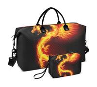 Grande borsone da viaggio, drago con fuoco, borsa da viaggio per donne e uomini, borsa da viaggio con custodia trolley, essenziale per viaggi in aereo, #03, Taglia unica, alla moda