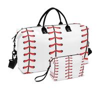 Grande borsone da viaggio, motivo a righe con baseball, colore rosso e bianco, borsa da viaggio per donne e uomini, borsa da viaggio con custodia trolley, essenziale per viaggiare in aereo, #03,