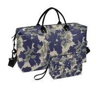 Grande borsone da viaggio, motivo astratto floreale verde con foglie mimetiche, borsa da viaggio per donne e uomini, borsa da viaggio con custodia trolley, essenziale da viaggio in aereo per volare,