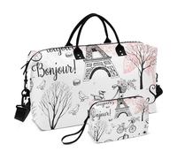 Grande borsone da viaggio, Paris City Romance Weekender, borsa da viaggio per donne e uomini, borsa da viaggio con custodia trolley, essenziale per viaggiare in aereo, #04, Taglia unica, alla moda