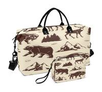 Grande borsone da viaggio per palestra, sport, borsa da portare con sé oggetti personali con borsa da toilette per escursionismo multifunzionale parco nazionale cervo orso alce, Multi, 1 size,