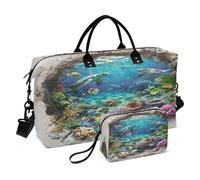 Grande borsone da viaggio per weekend, con cinghia regolabile, per aereo, multifunzionale, illusione ottica 3D, arte da parete subacquea tropicale