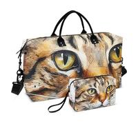 Grande borsone da viaggio, ritratto di un gatto con schizzi di acquerello, borsa da viaggio per donne e uomini, borsa da viaggio con custodia trolley, essenziale da viaggio in aereo per volare, #04,