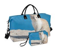 Grande borsone da viaggio, ritratto di un simpatico gatto, borsa da viaggio per donne e uomini, borsa da viaggio con custodia trolley, essenziale da viaggio in aereo per volare, #04, Taglia unica,