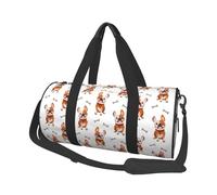 Grande borsone da viaggio - Simpatico bulldog francese bianco_una borsa da palestra per donne e uomini, borsa da viaggio pieghevole per donne e uomini con tasche multiple con cerniera