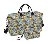 Grande borsone da viaggio sportivo borsa da palestra borsa da viaggio per il fine settimana borse blu chiaro fiore di limone borsone bagaglio a mano con borsa da toilette, Fiore Limone Azzurro, Sports