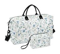 Grande borsone da viaggio sportivo borsa da palestra borsa da viaggio per il fine settimana borse da viaggio azzurro fiore borsone bagaglio a mano con borsa da toilette, Fiore azzurro, Sports Bag:52