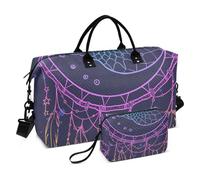 Grande borsone da viaggio, talismano indiano, acchiappasogni, piume, luna, weekender, borsa da viaggio per donne e uomini, borsa da viaggio con custodia trolley, essenziale per viaggiare in aereo,