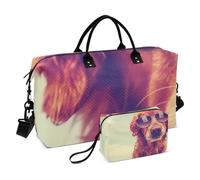 Grande borsone da viaggio, un simpatico golden retriever tonico con una borsa da viaggio vintage retrò per donne e uomini, borsa da viaggio con custodia trolley, essenziale da viaggio in aereo per