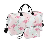 Grande borsone da viaggio vintage rosa fenicotteri geometrici borsa tote con tracolla regolabile palestra sport portare per viaggi di lavoro allenamento set da 2 pezzi, Vintage Fenicotteri Rosa