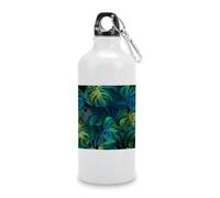 Grande bottiglia d'acqua da viaggio in alluminio con motivo Monstera Green Leaves con tappo a vite, per uomini e donne, per campeggio ed escursionismo, 600 ml