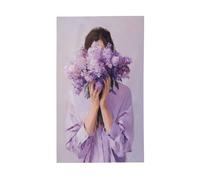 Grande bouquet lilla da donna, bandiere estetiche per casa da cortile, 0,9 x 1,5 m, striscione di auguri con occhielli per interni ed esterni, decorazioni per la casa