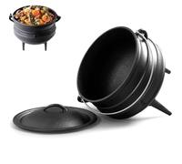 Grande Calderone In Ghisa, Pentola Africana Potjie Con Coperchio, 3 Gambe Per Una Distribuzione Uniforme Del Calore, Pentola Da Campeggio Per Stufati, Bollire, Padella(8L)