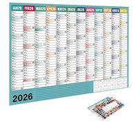 Grande calendario 2026 - 73,9 x 50,8 cm, organizer annuale con etichette sulla punta, layout spazioso con indicazioni chiare per la data, per studio, lettura di salute mentale, attività