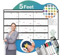 Lavagna bianca da parete, 96,5 x 172,7 cm, cancellabile a secco, non datata, annuale, riutilizzabile, 12 mesi, grande calendario 2025 per casa, aula e ufficio, include pennarelli, gomme e accessori