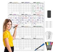 Grande calendario da parete bianco 91,4 x 121,9 cm, cancellabile a secco, grande calendario da parete 2024 annuale mensile calendario da parete cancellabile a secco, include 6 pennarelli, cancellino e
