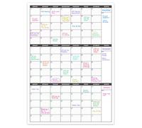 Grande calendario da parete cancellabile a secco, calendario verticale da parete 3 mesi, vuoto, riutilizzabile, mensile, trimestrale, planner senza data, 70,6 x 104,1 cm, lavagna bianca, calendario,