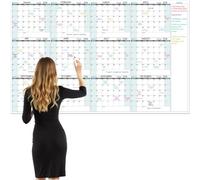 Grande calendario da parete senza data, 147,3 x 94 cm, 12 mesi, cancellabile a secco, per casa, ufficio, classe, calendario da parete non datato, su un lato, nero e bianco
