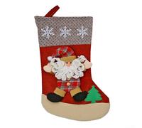 Grande calza di Babbo Natale per decorazione da appendere, spaziosa per dolcetti e sorprese, realizzata in tessuto robusto per uso stagionale (E-W106)