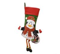Grande calza di Natale in tessuto con design di Babbo Natale da appendere al caminetto, adatta per riempire dolcetti e giocattoli, aggiunge un tocco festivo alle decorazioni stagionali (Pinguino)