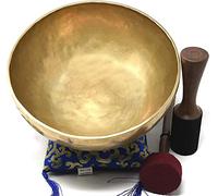 Grande campana tibetana da 25,4 cm, martellata a mano, ideale per meditazione, yoga, bagno sonoro, consapevolezza, relax, cuscino, martello in legno e bacchetta inclusi