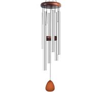Grande campanello a vento in alluminio, 94,4 cm, per creare un'atmosfera zen, adatto per esterni, giardino, patio, decorazione classica a vento in argento con acchiappasolici, adatto come regalo