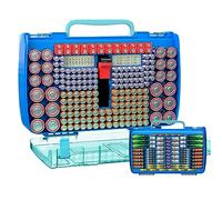 Grande capacità 269 Battery Organizer Case con tester, doppio lato porta batteria contenitore per batterie AA AAA AAAA C D 9V al litio 3V CR123 CR1632 18650 (solo scatola) (blu)