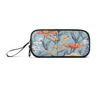 Grande Capacità Astuccio Organizer Teen Boys Custodie Con Matita College con Cerniera Fiori Autunno Fiore Narciso Gladiolo Blu