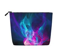 Grande capacità blu e rosa fuoco stampato singolo strato finto lino cosmetico borsa organizer per la cura personale adatto per varie occasioni