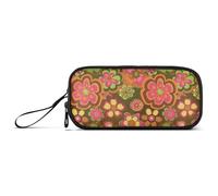 Grande Capacità Matita Borse Teen Boys Cute Pencil Bag High School Multifunzionale Retro Groovy Flowers Pattern
