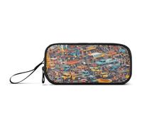 Grande Capacità Matita Penna Caso Ragazze Teen Ragazze Box Organizer Viaggio Multifunzionale Costruzione Scena Dam Costruzione Bulldozer