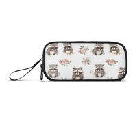 Grande Capacità matita poucheses Donne Box Organizer Carino Scuola Forniture con Maniglia Cartoon Raccoon