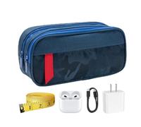 Grande capacità, organizzatore per astuccio, portapenne, organizer a doppio strato, per righelli, studenti, scrivania, viaggiatore, ufficio, college, aula, insegnante, Blu, vedi descrizione