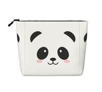 Grande capacità Panda bella testa stampata monostrato finto lino cosmetico borsa organizer per la cura personale adatto per varie occasioni