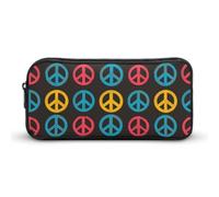 Grande Capacità Portamatite Borsa Colorful Peace Sign Astuccio Cartoleria Con Cerniera Astuccio Portamatite Per Adulto, Teen, Ufficio, 20X9X4Cm