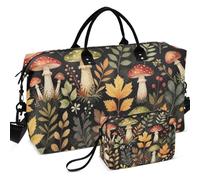 Grande capacità stampata del divisore della maglia dell'insieme della borsa di borsone della palestra di viaggio grande per il viaggio, Accademia Oscura Estetica Funghi Cottagecore, one size, Retro