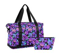 Grande capacità Viaggio Duffel Bag Hologram Visual Flower Viola Blu Sport Training Bag con Cinghia Regolabile per Yoga