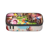 Grande capienza scomparto Candy Land Print Pencil Case Storage bag per forniture per ufficio, Nero, One Size, Art Deco