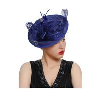 Grande cappello da cerimonia Sinamay, multicolore, elegante copricapo floreale for feste tè, a cilindro donna, chiesa(Royal Blue)